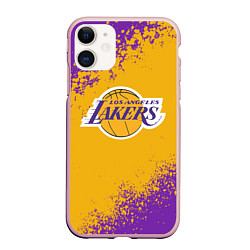 Чехол iPhone 11 матовый LA LAKERS KOBE BRYANT, цвет: 3D-светло-розовый