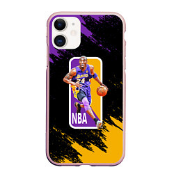 Чехол iPhone 11 матовый LA LAKERS KOBE BRYANT, цвет: 3D-светло-розовый