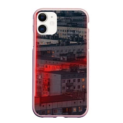Чехол iPhone 11 матовый Neon in the city, цвет: 3D-светло-розовый