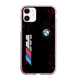 Чехол iPhone 11 матовый BMW, цвет: 3D-светло-розовый