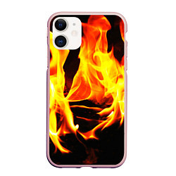 Чехол iPhone 11 матовый В ОГНЕ, цвет: 3D-светло-розовый