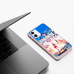 Чехол iPhone 11 матовый ФОРТНАЙТ 3, цвет: 3D-светло-розовый — фото 2
