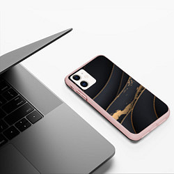 Чехол iPhone 11 матовый Black gold, цвет: 3D-светло-розовый — фото 2