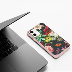 Чехол iPhone 11 матовый Цветы, цвет: 3D-светло-розовый — фото 2