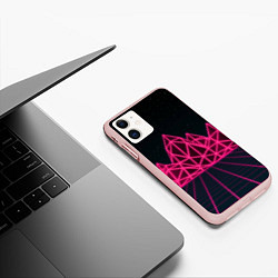 Чехол iPhone 11 матовый Неоновые Горы, цвет: 3D-светло-розовый — фото 2