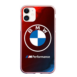 Чехол iPhone 11 матовый BMW БМВ, цвет: 3D-светло-розовый