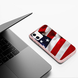 Чехол iPhone 11 матовый США USA, цвет: 3D-светло-розовый — фото 2