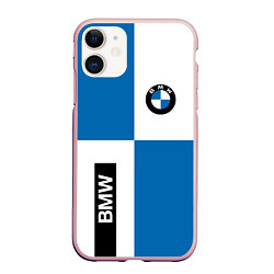 Чехол iPhone 11 матовый BMW, цвет: 3D-светло-розовый