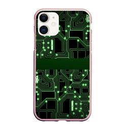 Чехол iPhone 11 матовый Неоновая схема, цвет: 3D-светло-розовый