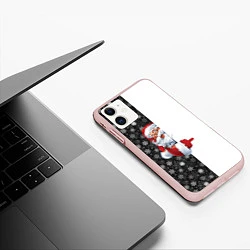 Чехол iPhone 11 матовый Дедушка Мороз, цвет: 3D-светло-розовый — фото 2