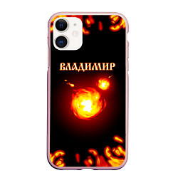 Чехол iPhone 11 матовый Владимир, цвет: 3D-светло-розовый