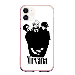 Чехол iPhone 11 матовый Nirvana Группа, цвет: 3D-светло-розовый