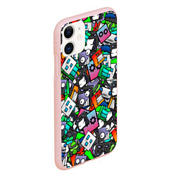 Чехол iPhone 11 матовый Geometry Dash: Pattern Z, цвет: 3D-светло-розовый — фото 2