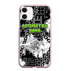 Чехол iPhone 11 матовый Geometry Dash, цвет: 3D-светло-розовый
