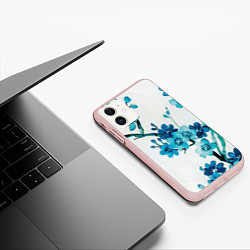 Чехол iPhone 11 матовый Голубая сакура, цвет: 3D-светло-розовый — фото 2