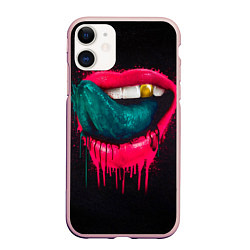 Чехол iPhone 11 матовый Ядовитый поцелуй, цвет: 3D-светло-розовый