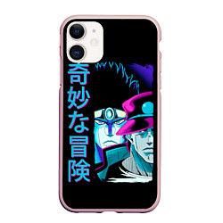 Чехол iPhone 11 матовый Дзётаро и Дио, JoJo’s Bizarre, цвет: 3D-светло-розовый