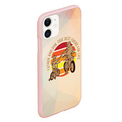 Чехол iPhone 11 матовый Отец и сын - лучшие друзья, цвет: 3D-светло-розовый — фото 2