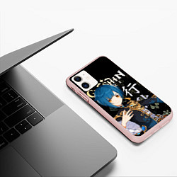 Чехол iPhone 11 матовый Син Цю Genshin Impact, цвет: 3D-светло-розовый — фото 2
