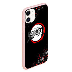 Чехол iPhone 11 матовый КЛИНОК РАССЕКАЮЩИЙ ДЕМОНОВ БРЫЗГИ КРАСОК, цвет: 3D-светло-розовый — фото 2