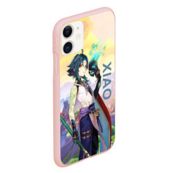 Чехол iPhone 11 матовый Xiao, Genshin Impact, цвет: 3D-светло-розовый — фото 2