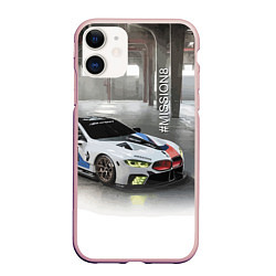 Чехол iPhone 11 матовый BMW Motorsport Mission 8, цвет: 3D-светло-розовый
