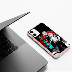 Чехол iPhone 11 матовый МАЙКИ ТОЙКИЙСКИЕ МСТИТЕЛИ НЕОН ЛОГО, цвет: 3D-светло-розовый — фото 2