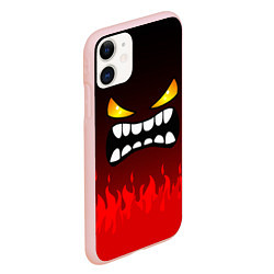 Чехол iPhone 11 матовый Geometry Dash: Anger Smile, цвет: 3D-светло-розовый — фото 2