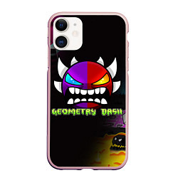 Чехол iPhone 11 матовый Geometry Dash: Demon Art, цвет: 3D-светло-розовый