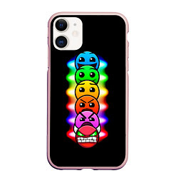 Чехол iPhone 11 матовый Geometry Dash: Demons Levels, цвет: 3D-светло-розовый