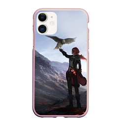 Чехол iPhone 11 матовый ДИЛЮК С ЯСТРЕБОМ DILUC, цвет: 3D-светло-розовый