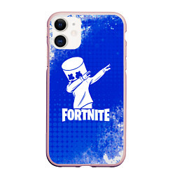 Чехол iPhone 11 матовый Marshmello зимний, цвет: 3D-светло-розовый