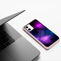 Чехол iPhone 11 матовый Космос Galaxy, цвет: 3D-светло-розовый — фото 2