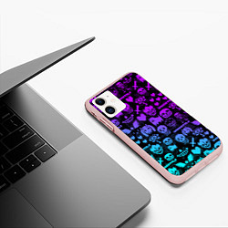 Чехол iPhone 11 матовый UNDERTALE NEON PATTERN УЗОР, цвет: 3D-светло-розовый — фото 2