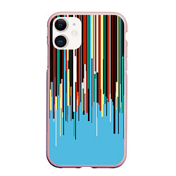 Чехол iPhone 11 матовый Glitch pattern 2087, цвет: 3D-светло-розовый