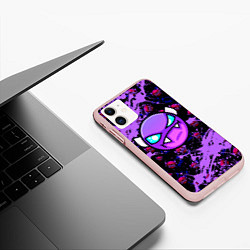 Чехол iPhone 11 матовый Геометри Дэш фиолетовый Geometry Dash, цвет: 3D-светло-розовый — фото 2