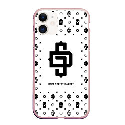 Чехол iPhone 11 матовый Узор White Dope Street Market, цвет: 3D-светло-розовый