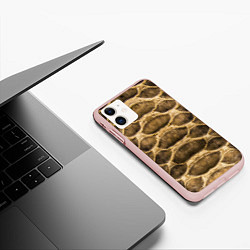 Чехол iPhone 11 матовый Snake Skin Pattern, цвет: 3D-светло-розовый — фото 2