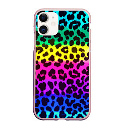 Чехол iPhone 11 матовый Leopard Pattern Neon, цвет: 3D-светло-розовый