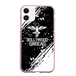 Чехол iPhone 11 матовый Hollywood undead, цвет: 3D-светло-розовый