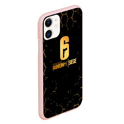 Чехол iPhone 11 матовый Rainbow six siege соты, цвет: 3D-светло-розовый — фото 2
