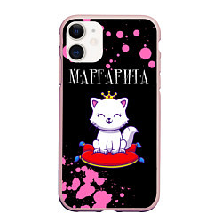 Чехол iPhone 11 матовый Маргарита КОШКА Брызги, цвет: 3D-светло-розовый