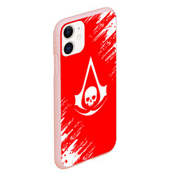 Чехол iPhone 11 матовый Assassins creed череп красные брызги, цвет: 3D-светло-розовый — фото 2