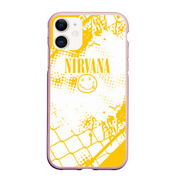 Чехол iPhone 11 матовый Nirvana - нирвана смайл, цвет: 3D-светло-розовый