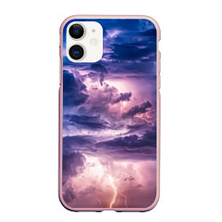 Чехол iPhone 11 матовый Stormy sky, цвет: 3D-светло-розовый