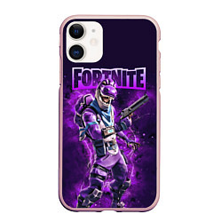 Чехол iPhone 11 матовый Fortnite Bronto Скин динозавра Видеоигра, цвет: 3D-светло-розовый