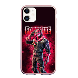 Чехол iPhone 11 матовый Fortnite Raptor Skin Video game, цвет: 3D-светло-розовый