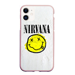 Чехол iPhone 11 матовый Nirvana логотип гранж, цвет: 3D-светло-розовый