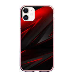 Чехол iPhone 11 матовый Red and Black Geometry, цвет: 3D-светло-розовый