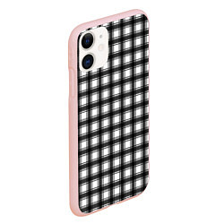 Чехол iPhone 11 матовый Black and white trendy checkered pattern, цвет: 3D-светло-розовый — фото 2